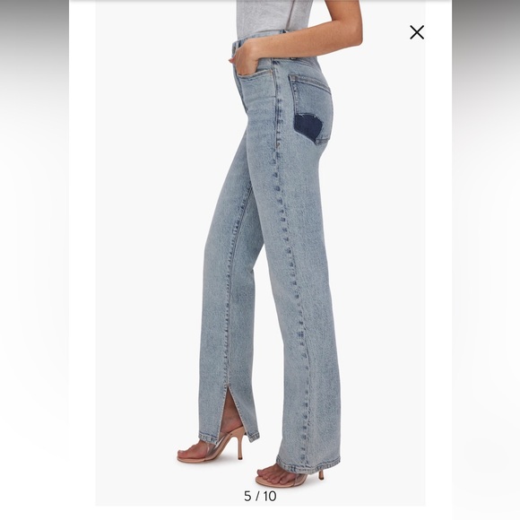 Good American Good Boy Split Hem High Waist Straight Leg Jeans
